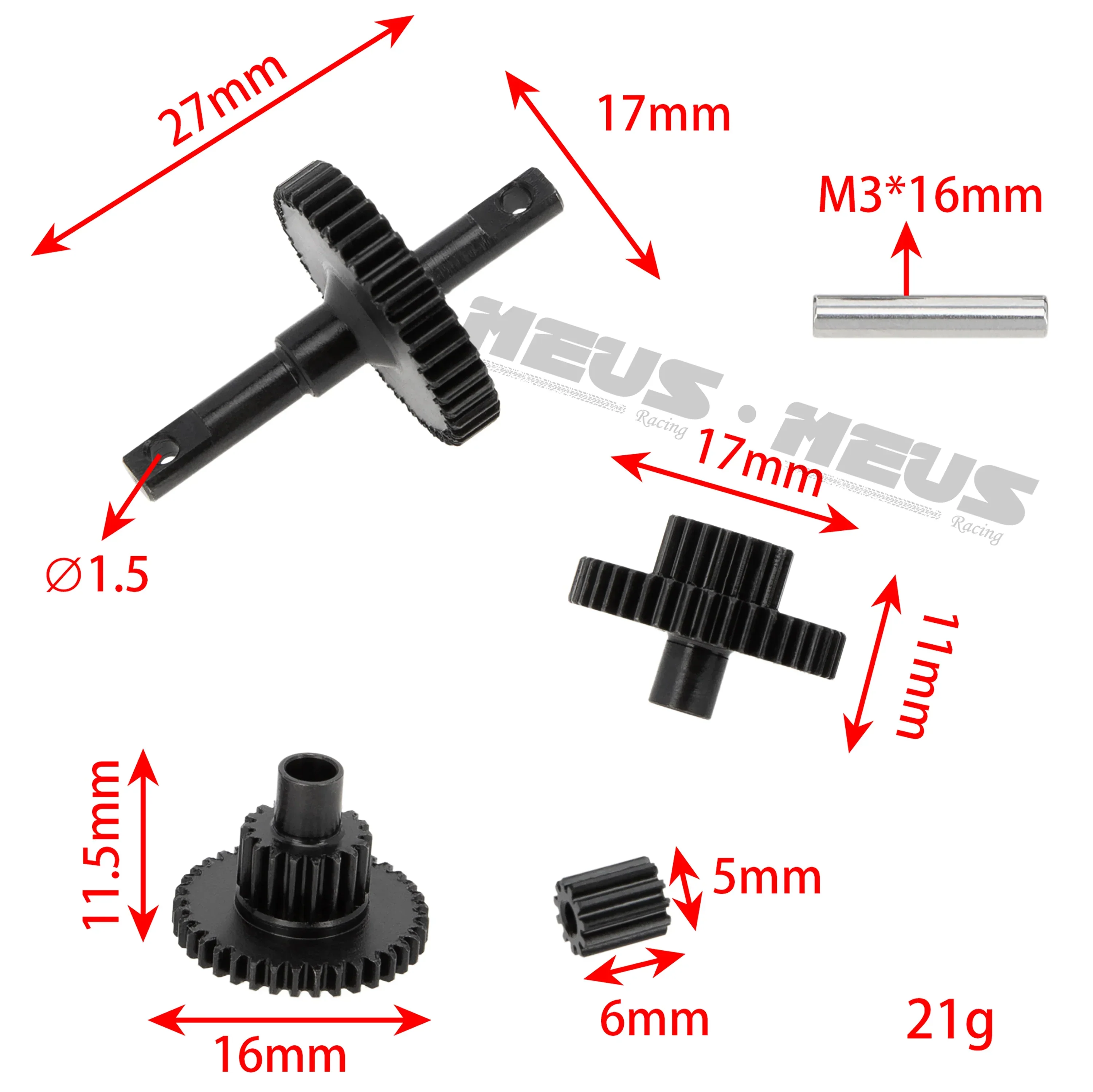 Meus Racing Steel Low Range Transmission Gear Set Upgrade Parts for TRX-4M TRX4M Bronco Defender 1/18 RC Crawler Car - Image 2