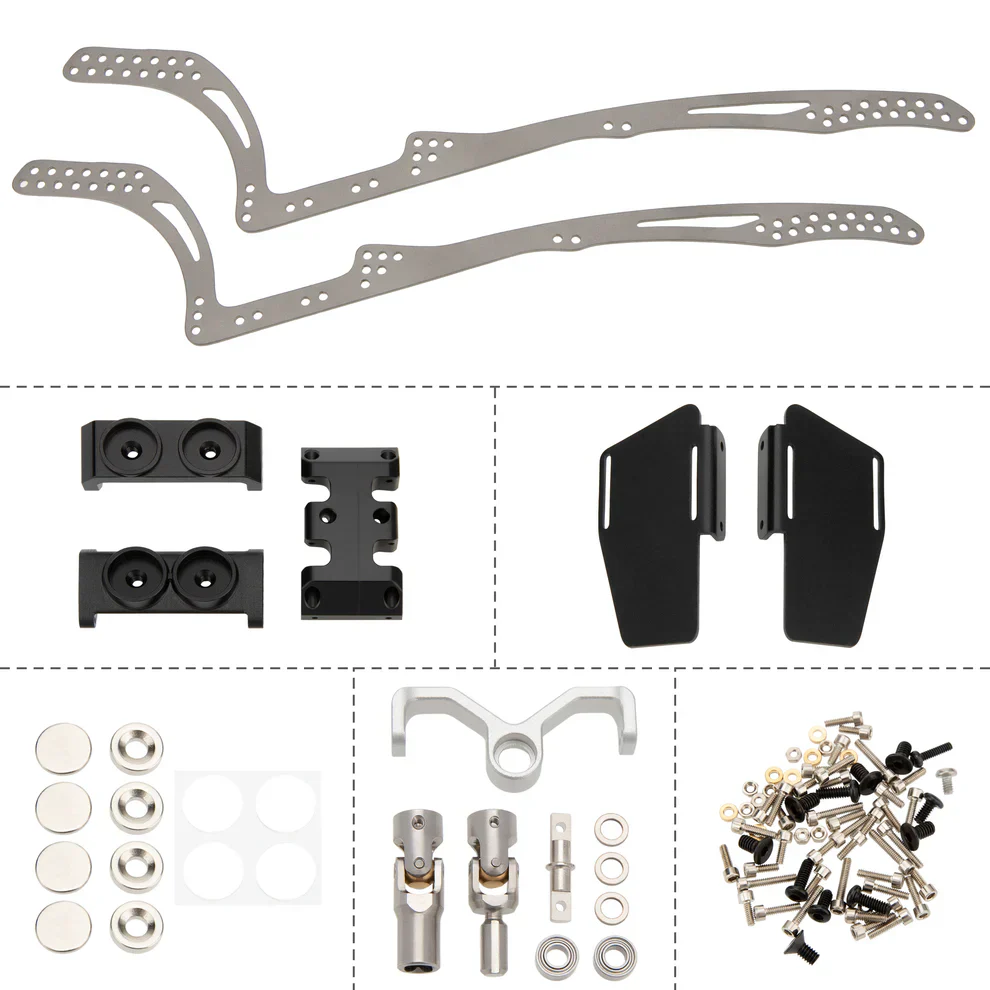 MEUS Racing Titanium LCG MD24 Chassis/ MD24 Dig Chassis Drive Shafts & Chassis Links for 1/24 SCX24 - Image 2