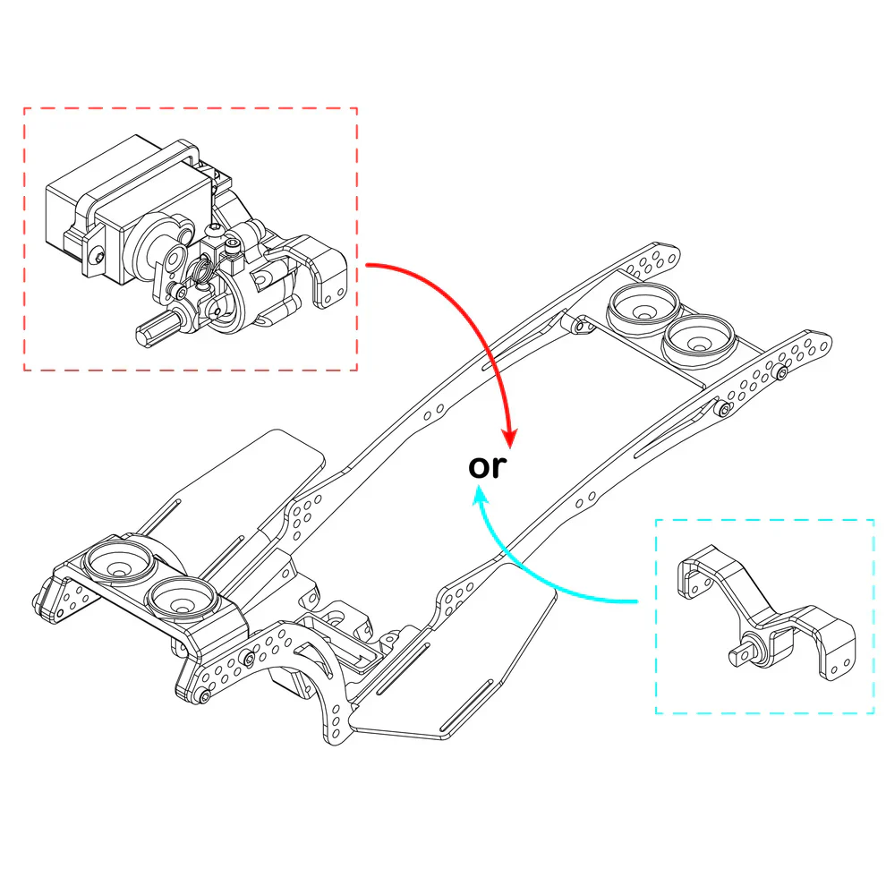 MEUS Racing Titanium LCG MD24 Chassis/ MD24 Dig Chassis Drive Shafts & Chassis Links for 1/24 SCX24 - Image 4