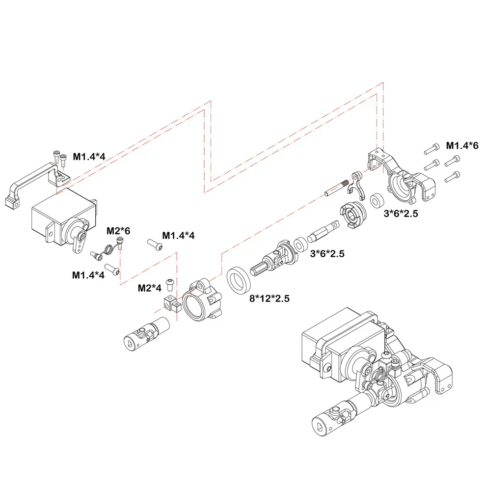 MEUS Racing Titanium LCG MD24 Chassis/ MD24 Dig Chassis Drive Shafts & Chassis Links for 1/24 SCX24 - Image 5