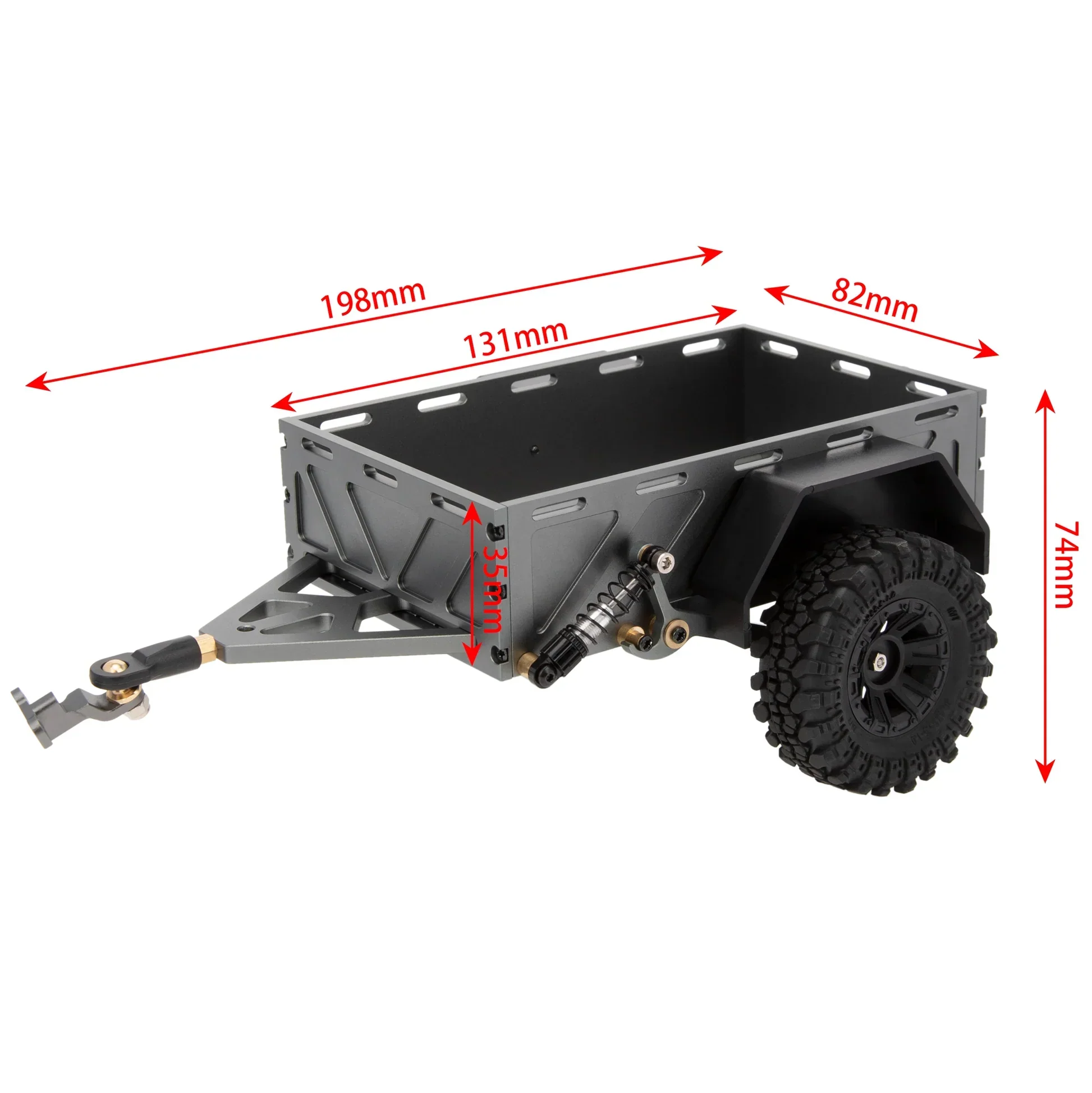 MEUS RACING Utility Trailer Car with Hitch for 1/18 TRX4M - Titanium - Image 5