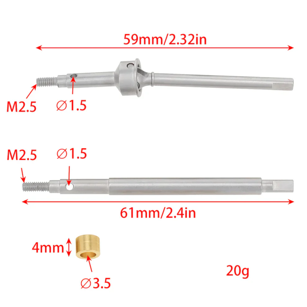 MEUS Racing Wheelbase Extended Thread Dogbone +4MM CVD Front and Rear Axle Drive Shafts for 1/18 TRX4M - Image 5
