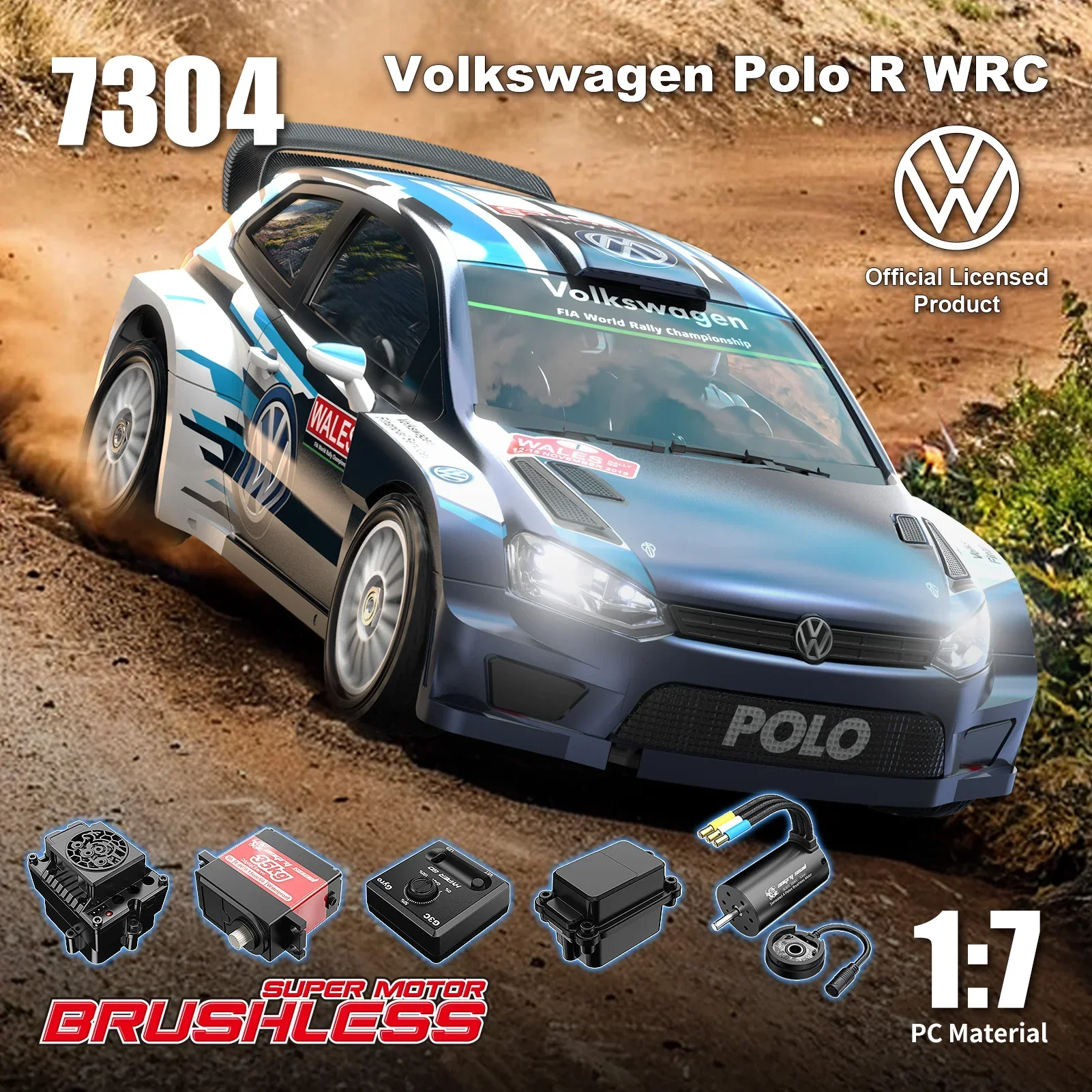 MJX Hyper Go 7304 1/7 Volkswagen Polo R WRC RC Rally Car – 4S Brushless 60km/h Official Licensed - Image 2