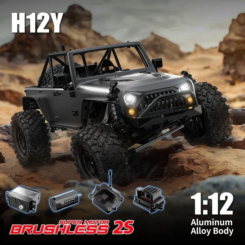 MJX Hyper Go H12Y 1/12 Scale RC Car High-Torque 3650 Brushless BLDC Motor Aluminum Shell - Black - Image 2