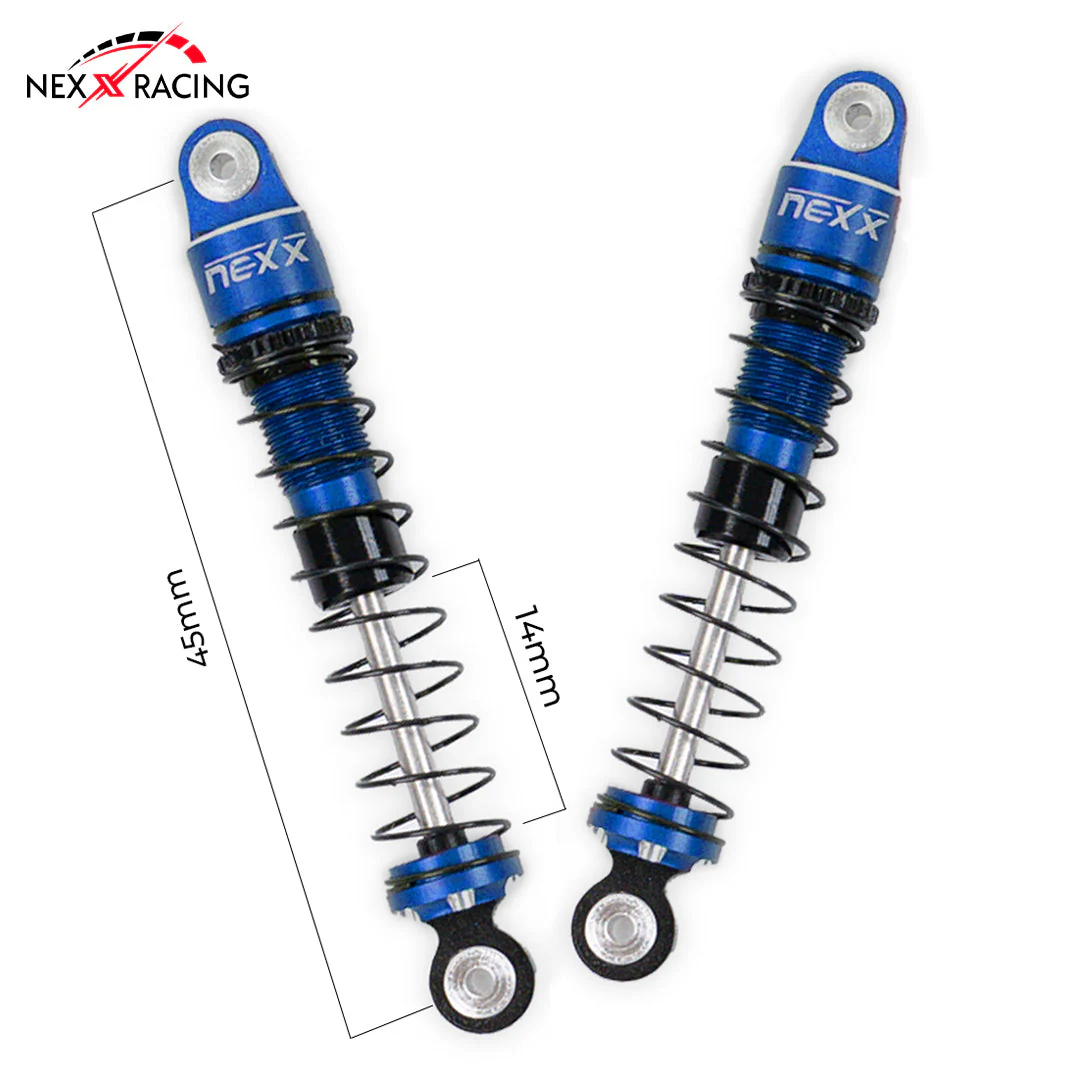 Nexx Racing 45mm Oil Shocks (4pcs) for 1/24 RC Crawler FMS FCX24/ FCX18 Hummer EV - BLUE