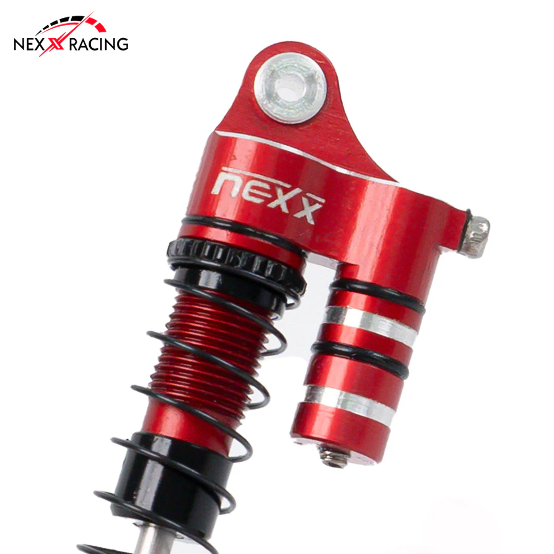 Nexx Racing 45mm Reservoir Shocks (4pcs) for 1/24 RC Crawler FMS FCX24/ FCX18 Hummer EV - RED - Image 2