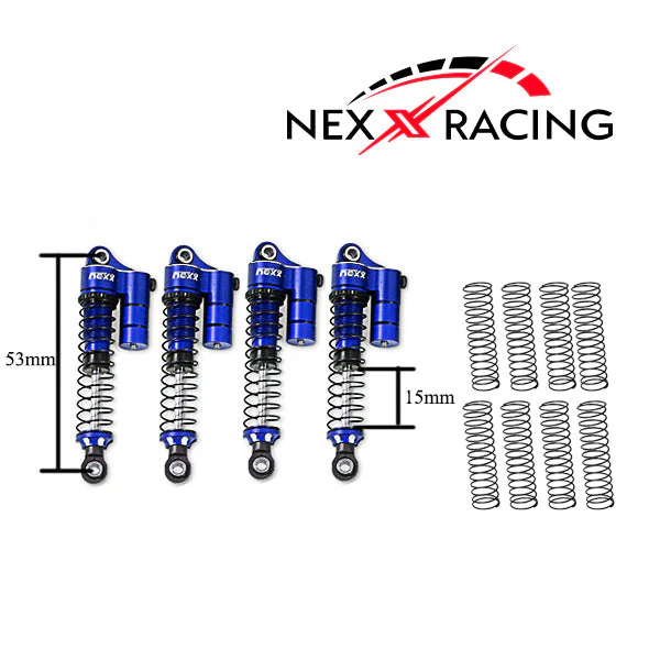 Nexx Racing 53mm Reservoir Shocks (4pcs) for CR18P EVO/EVO PRO/ HPI Venture 18 Flux/FX118 - Image 2