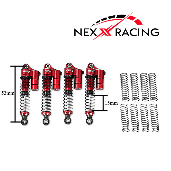 Nexx Racing 53mm Reservoir Shocks (4pcs) for CR18P EVO/EVO PRO/ HPI Venture 18 Flux/FX118 - Image 3