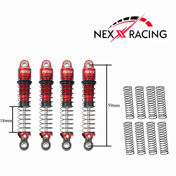 Nexx Racing 59mm Long Oil Shock (4pcs) for CR18P EVO/EVO PRO/ HPI Venture 18 Flux/FX118 - Image 3