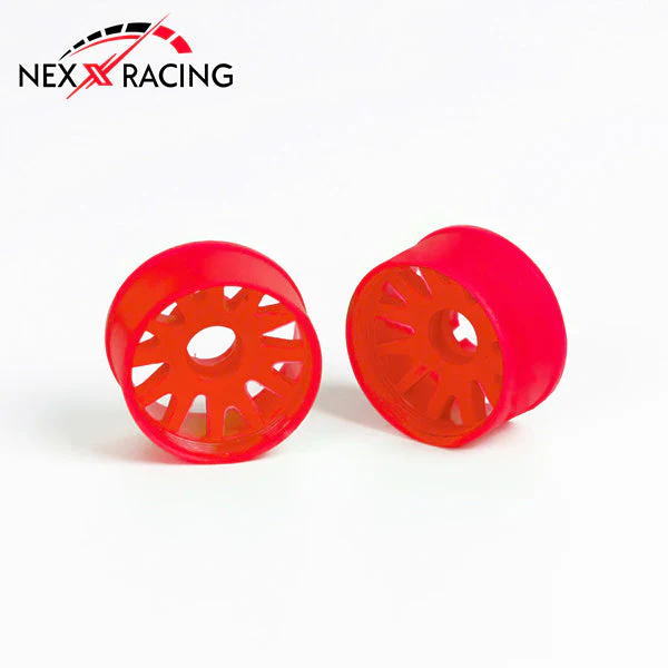Nexx Racing “JUD” threaded carbon-fiber reinforced EVO Flanged Front Wheels (2) pcs for Mini-Z (RED) - Image 2