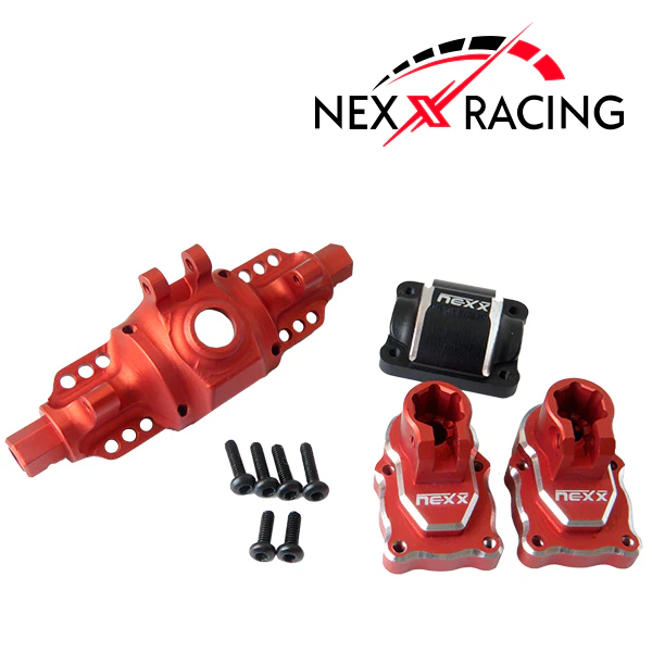 Nexx Racing Rear Housing Alu 7075 T6 For FMS FCX24 Max Smasher & Power Wagon (Without Outer Cover) (Red) - Image 3