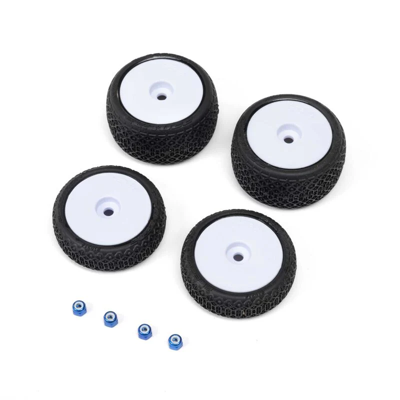 Pro-Line 1/24 Electron 2.0 Buggy F/R Tires Mounted 7mm White (4): Micro-B - Image 2