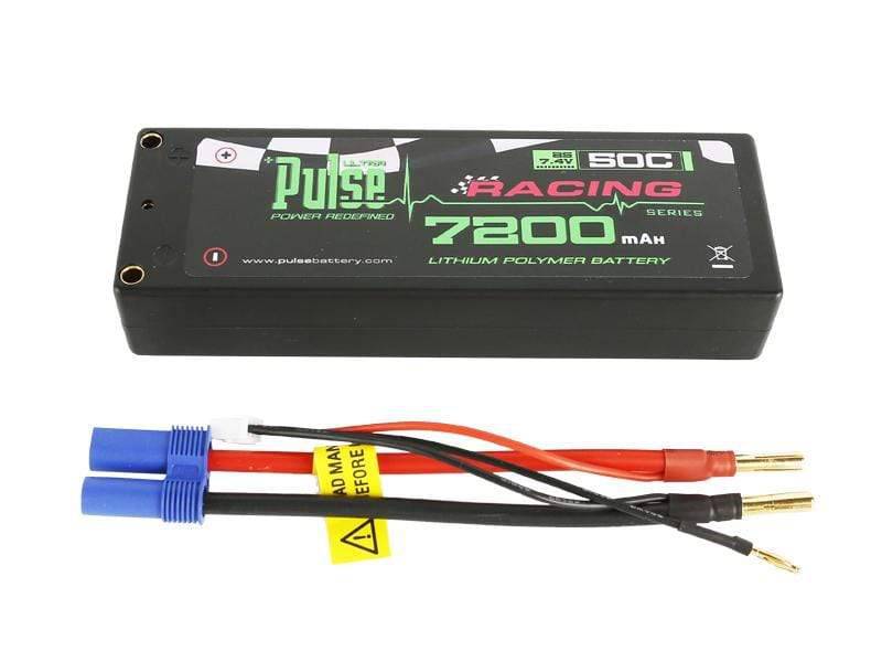 PULSE 7200mah 50C Hardcase 7.4V 2S LiPo Battery - 4mm bullet to EC5 Connector