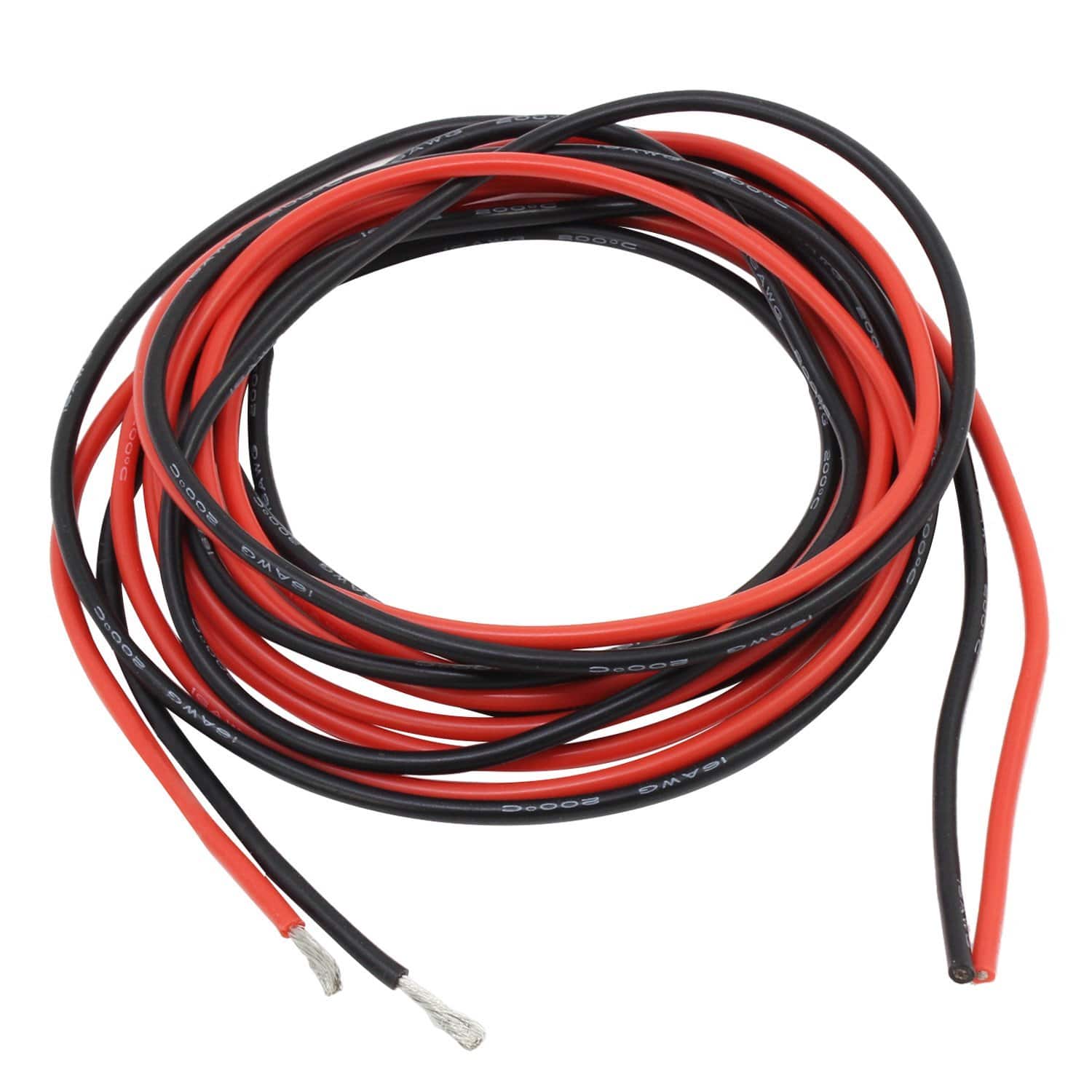 Silicone Wire Red & Black 16AWG (each 2ft/610mm)