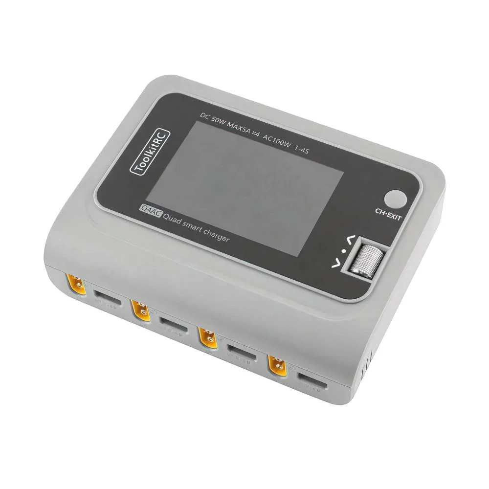 ToolkitRC Q4AC 1-4S 100W AC / 200W DC 4CH Smart Charger - XT60