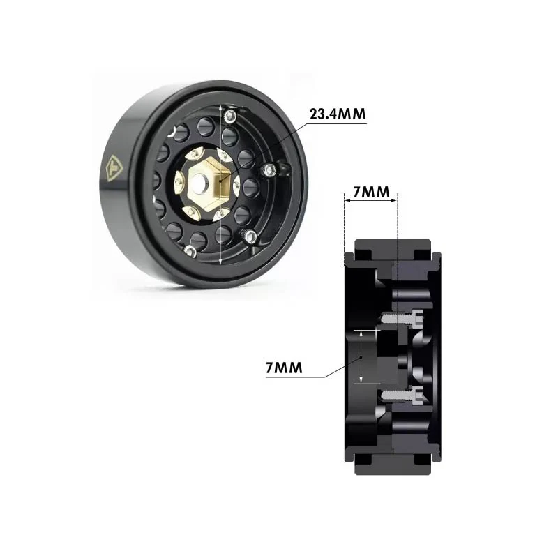 Treal 1.0" Brass Beadlock Crawler Wheels Rims (4pcs) For Axial SCX24 Bronco Gladiator C10 Deadbolt -Type A - Image 3