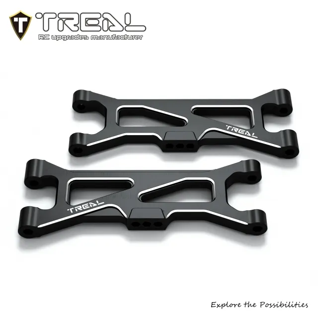 TREAL Aluminum 7075 CNC Machined Rear Lower Arms Set Suspension A-Arm Upgrades for Arrma 1/18 GRANITE GROM - BLACK