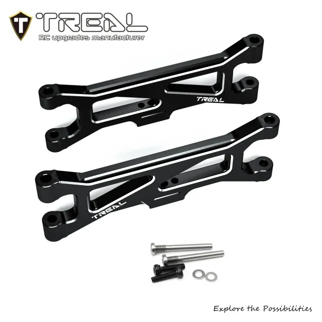 TREAL Aluminum 7075 CNC Machined Rear Lower Arms Set Suspension A-Arm Upgrades for Arrma 1/18 GRANITE GROM - BLACK - Image 2