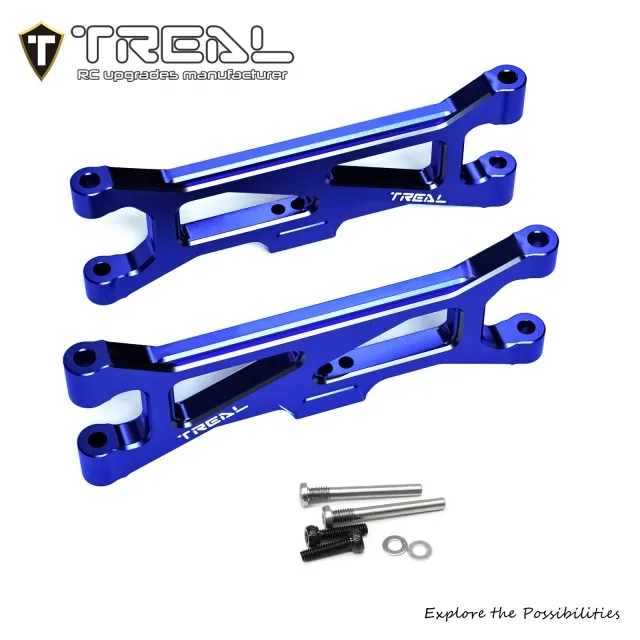 TREAL Aluminum 7075 CNC Machined Rear Lower Arms Set Suspension A-Arm Upgrades for Arrma 1/18 GRANITE GROM - BLUE - Image 2