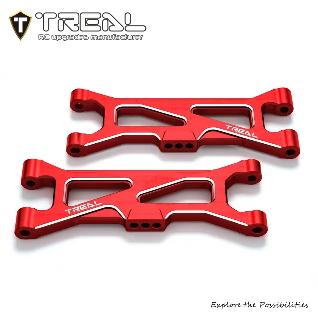 TREAL Aluminum 7075 CNC Machined Rear Lower Arms Set Suspension A-Arm Upgrades for Arrma 1/18 GRANITE GROM - RED