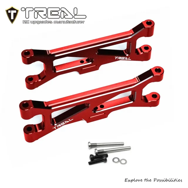 TREAL Aluminum 7075 CNC Machined Rear Lower Arms Set Suspension A-Arm Upgrades for Arrma 1/18 GRANITE GROM - RED - Image 2