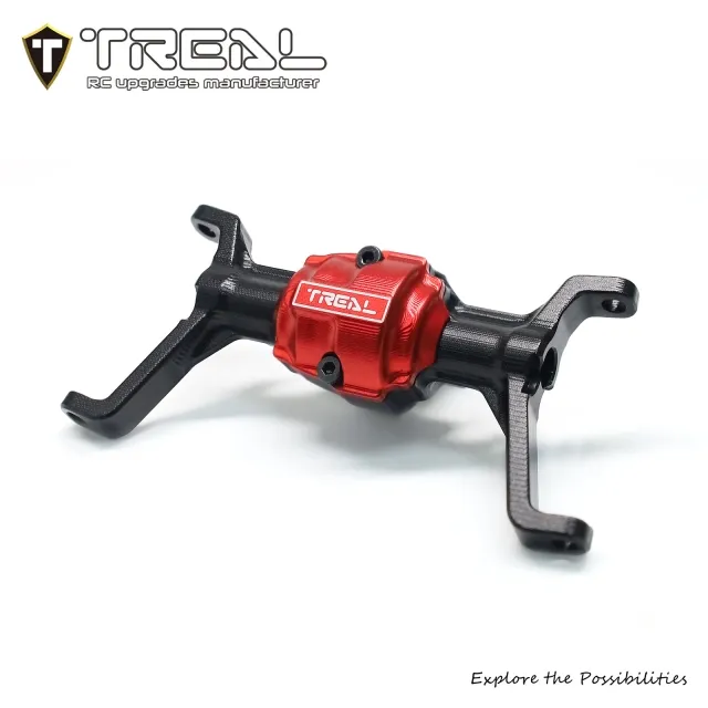 TREAL Aluminum 7075 Front Axle Housing w C Hubs One Piece CNC Machined Upgrades for 1/18 Redcat Ascent 18 - BLACK