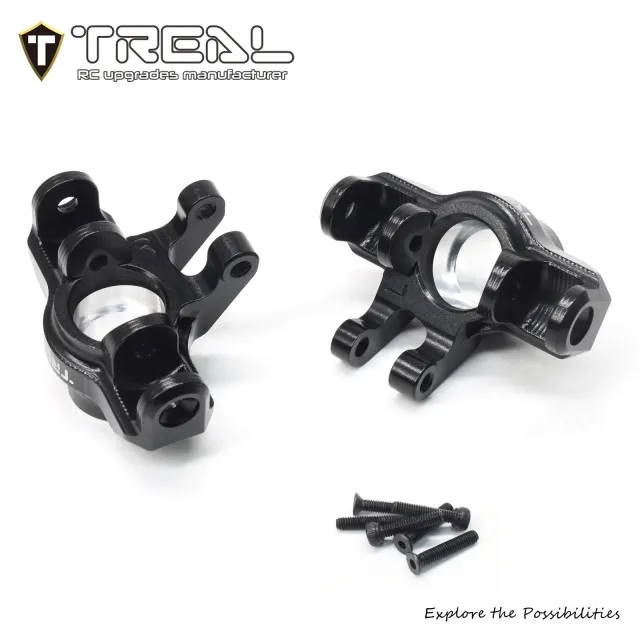 TREAL Aluminum 7075 Front Hubs Set Steering Blocks CNC Machined Upgrades for Arrma 1/18 GRANITE GROM - BLACK - Image 2