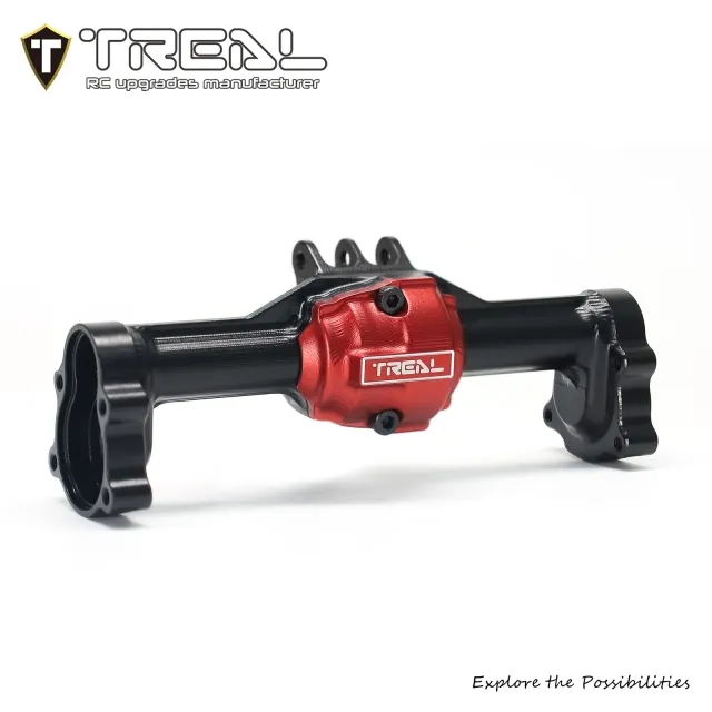 TREAL Aluminum 7075 Rear Axle Housing w Rear Hubs One Piece CNC Machined Upgrades for 1/18 Redcat Ascent 18 - BLACK