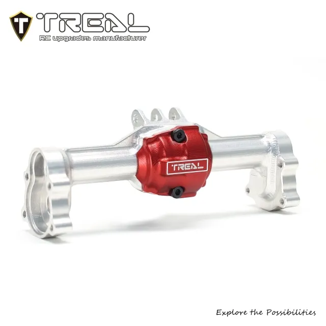 TREAL Aluminum 7075 Rear Axle Housing w Rear Hubs One Piece CNC Machined Upgrades for 1/18 Redcat Ascent 18 - SILVER