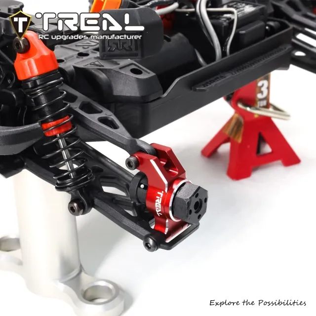 TREAL Aluminum 7075 Rear Hubs Carrier Set CNC Machined Upgrades for Arrma 1/18 GRANITE GROM - RED - Image 3