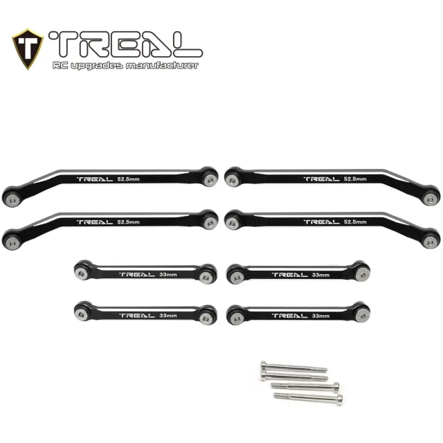 TREAL AX24 High Clearance Links (8P) CNC Machined Aluminum 7075 Compatible with Axial 1/24 AX24 XC-1 (BLACK) - Image 3