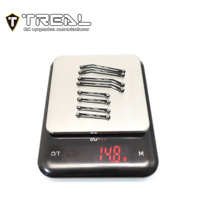 TREAL AX24 High Clearance Links (8P) CNC Machined Aluminum 7075 Compatible with Axial 1/24 AX24 XC-1 (BLACK) - Image 4