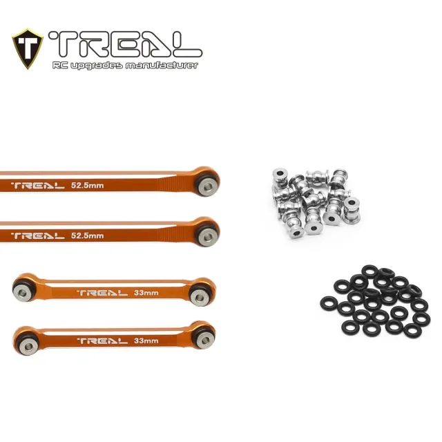 TREAL AX24 High Clearance Links (8P) CNC Machined Aluminum 7075 Compatible with Axial 1/24 AX24 XC-1 (ORANGE) - Image 3
