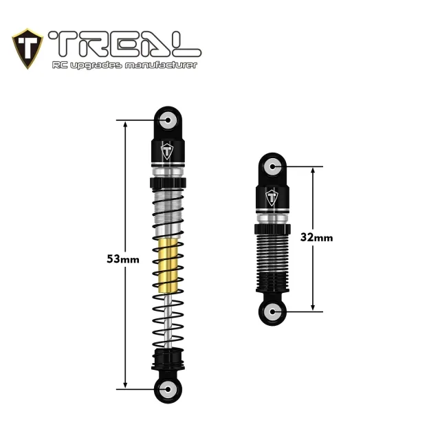 TREAL AX24 Shocks 53mm Aluminum Threaded Shock Adjustable Absorber Oil Damper compatible with 1/24 Axial AX24 XC-1 Upgrades (BLACK) - Image 4