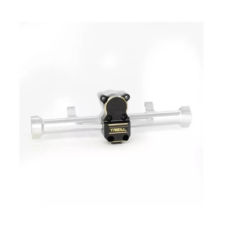 Treal Rear Axle Housing Alu 7075 w/ Heavy Brass Diff Cover For Axial SCX24 Deadbolt C10 Jeep Betty (Silver)