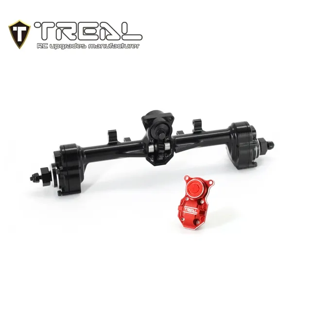 TREAL SCX24 Rear Portal Axles Complete Kit, Aluminum 7075 CNC Machined Axle Housing for Axial 1/24 SCX24 - BLACK - Image 2