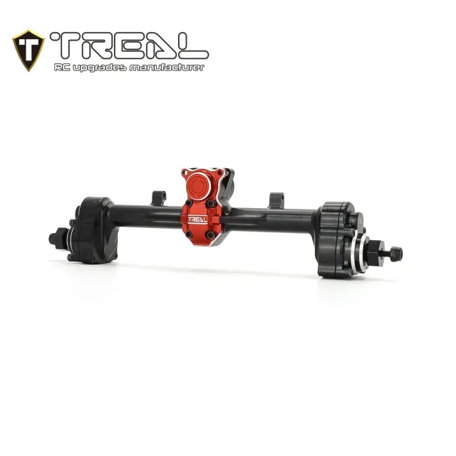 TREAL SCX24 Rear Portal Axles Complete Kit, Aluminum 7075 CNC Machined Axle Housing for Axial 1/24 SCX24 - BLACK - Image 3