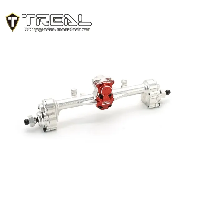 TREAL SCX24 Rear Portal Axles Complete Kit, Aluminum 7075 CNC Machined Axle Housing for Axial 1/24 SCX24 - SILVER