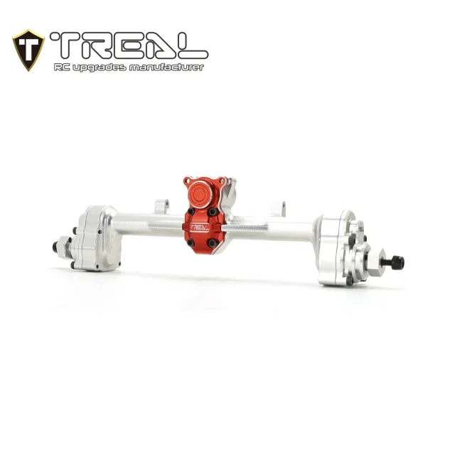 TREAL SCX24 Rear Portal Axles Complete Kit, Aluminum 7075 CNC Machined Axle Housing for Axial 1/24 SCX24 - SILVER - Image 2