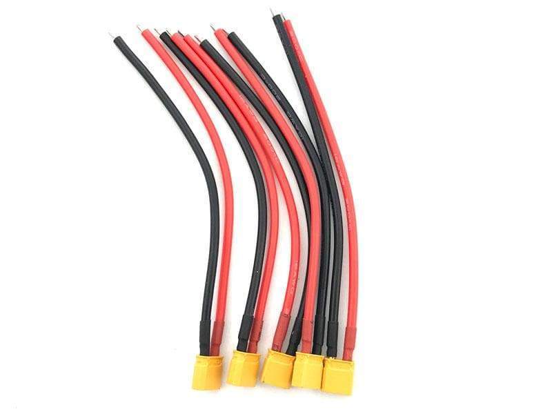 XT30 Pigtail MALE Connector with 12cm 18AWG Silicon Wire (5pcs)