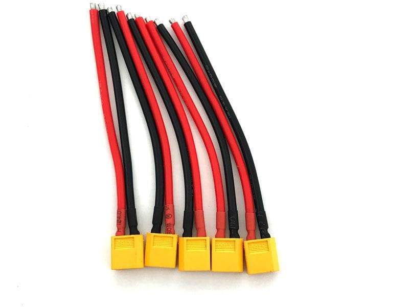 XT60 Pigtail MALE Connector with 12cm 14AWG Silicon Wire (5pcs)